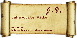 Jakabovits Vidor névjegykártya